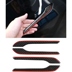 Door Handle Cover, Real Matte Carbon Fiber Door Handle Trim Protector Set Compatible with Tesla Model 3 Model Y (4 Pieces)