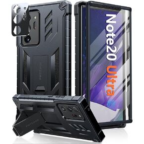 FNTCASE for Samsung Galaxy Note-20-Ultra Case: Military Grade Drop Proof Protection Phone Cover with Kickstand | Heavy Duty Shockproof Matte Textured Note20 Ultra 4G 5G Cases - 6.9 Inches Black