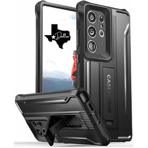 CaseBorne V Compatible with Samsung Galaxy S24 Ultra Case - [Extremely Rugged] [Military Grade 5-Layer Construction] with Built-in Stand - [Formerly ArmadilloTek] - Black