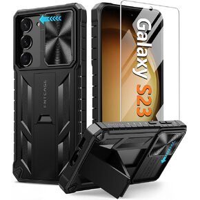 FNTCASE for Samsung Galaxy S23 Case: Military Grade Drop Proof Protection Rugged Protective Cell Phone Cover with Kickstand | Shockproof TPU Matte Textured Sturdy Bumper Cases for Galaxy S23 5G 6.1''