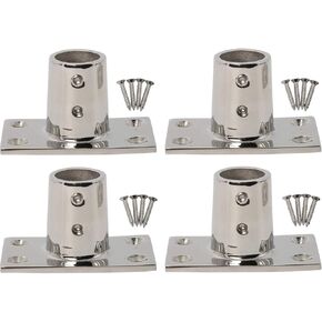 NovelBee 4 Pack of 316 Stainless Steel 90 Degree Rectangle Bases Boat Marine Hand Rail Fittings Tube 7/8"