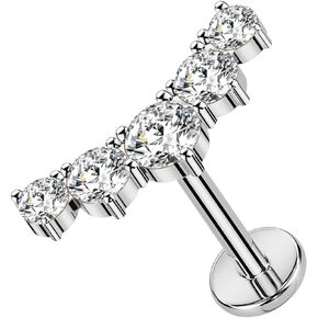 14K Yellow/White Gold Flat Back Stud Earring 1 Pcs, 16G Threadless Cartilage Earrings Top Push in Tragus Helix Conch Earrings Labret Piercing Jewelry