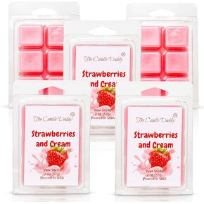 The Candle Daddy Strawberries & Cream - Sweet Strawberry with Cream Scent - Maximum Scented Wax Cubes/Melts- 5 Packs -10 Ounces Total- 30 Cubes