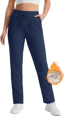 MAGCOMSEN Women's Sherpa Lined Sweatpants Winter Warm Fleece Pants Water Resistant Thermal Pants for Lounge Outdoor Snow in Saudi Arabia