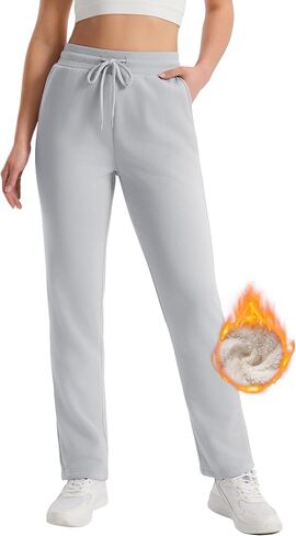MAGCOMSEN Women's Sherpa Lined Sweatpants Winter Warm Fleece Pants Water Resistant Thermal Pants for Lounge Outdoor Snow in Saudi Arabia