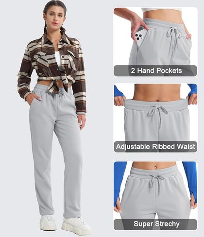 MAGCOMSEN Women's Sherpa Lined Sweatpants Winter Warm Fleece Pants Water Resistant Thermal Pants for Lounge Outdoor Snow in Saudi Arabia