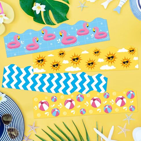 BeYumi Summer Beach Border Trim - 80Pcs Summer Wave Beach Pool Bulletin Board Borders Back to School Border Trim Decor Classroom Office Chalkboard White Board Poster Summer Holiday Party Decoration in Saudi Arabia