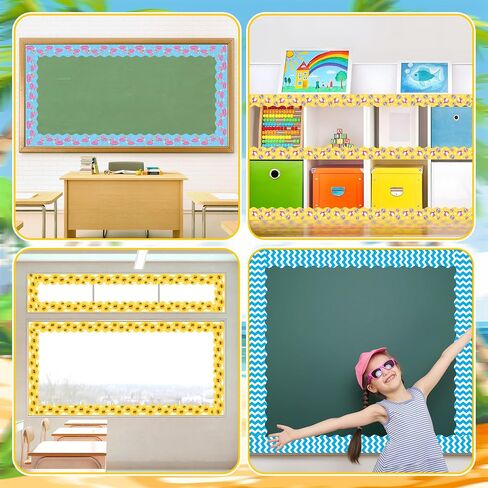 BeYumi Summer Beach Border Trim - 80Pcs Summer Wave Beach Pool Bulletin Board Borders Back to School Border Trim Decor Classroom Office Chalkboard White Board Poster Summer Holiday Party Decoration in Saudi Arabia