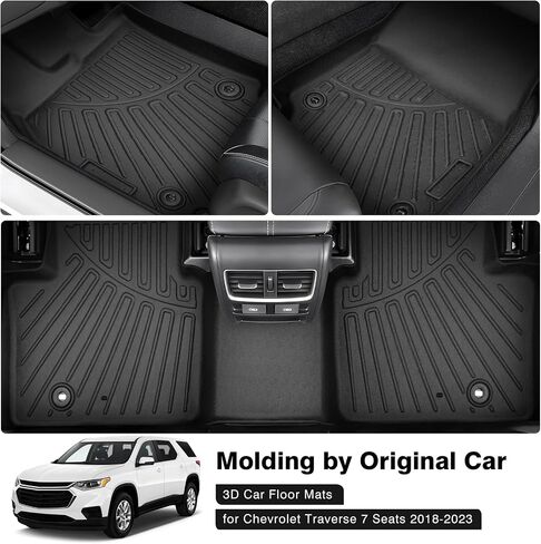 Powerty Floor Mats for 2022-2024 Rivian R1S Accessories All Weather Floor Liner 3D TPE 1st & 2nd Row Floor Mat Heavy-Duty Floor Liners in Saudi Arabia