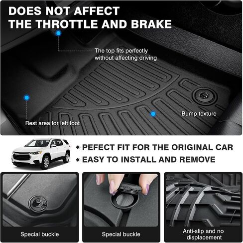 Powerty Floor Mats for 2022-2024 Rivian R1S Accessories All Weather Floor Liner 3D TPE 1st & 2nd Row Floor Mat Heavy-Duty Floor Liners in Saudi Arabia
