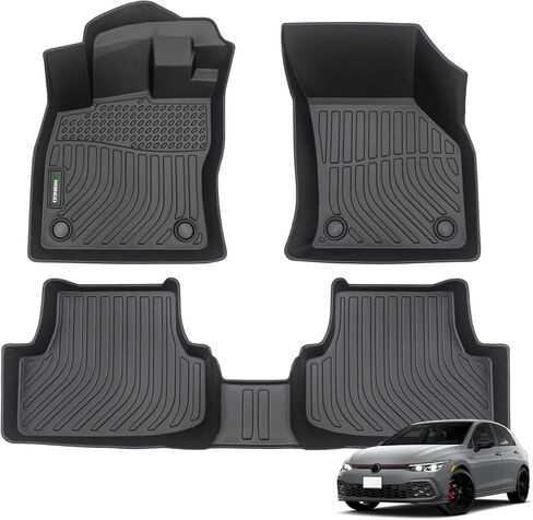 ANBINGO®-Floor Mats Custom for VW Golf/Golf Alltrack/Golf GTI/Golf R/Golf Sportwagen MK7 2015-2021 Waterproof Car Mats All Weather Mats Floor Liners VW Accessories Front& Rear Full Set Black in Saudi Arabia