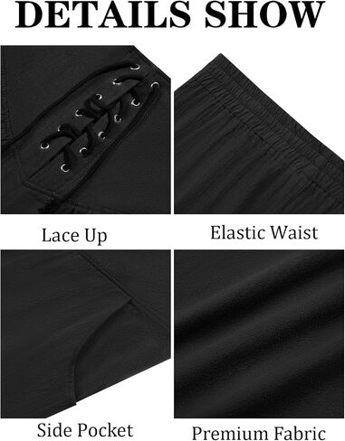 Runcati Mens Pirate Pants Renaissance Medieval Costume Viking Navigator Halloween Lace Up Shorts in Saudi Arabia