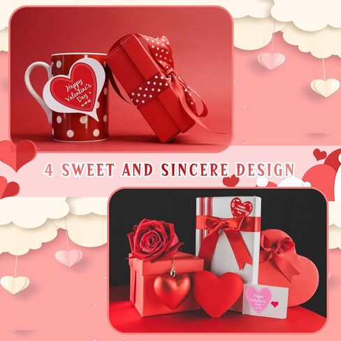 2 Inch Red Happy Valentine's Day Sticker Labels Heart Valentine's Love Decorative Stickers - Valentine's Day Decorations Sticker for Scrapbooking or Embellishment 500 Pcs/Roll in Saudi Arabia