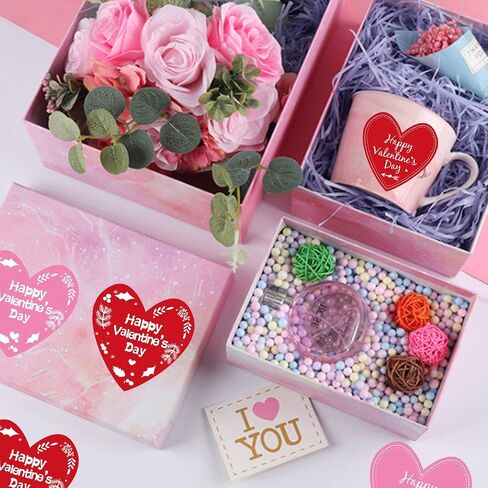 2 Inch Red Happy Valentine's Day Sticker Labels Heart Valentine's Love Decorative Stickers - Valentine's Day Decorations Sticker for Scrapbooking or Embellishment 500 Pcs/Roll in Saudi Arabia