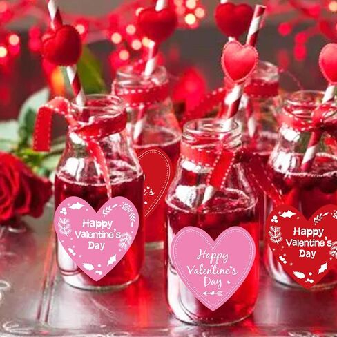 2 Inch Red Happy Valentine's Day Sticker Labels Heart Valentine's Love Decorative Stickers - Valentine's Day Decorations Sticker for Scrapbooking or Embellishment 500 Pcs/Roll in Saudi Arabia