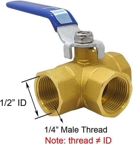 3 Way (L-Port) Brass Forged Ball Valve 1/2" G Female with Lever Handle in Saudi Arabia