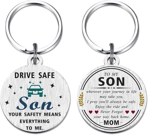 Drive Safe Keychain for Son from Mom – Safe Journey Key Ring – Son Car Safety Reminder in Saudi Arabia