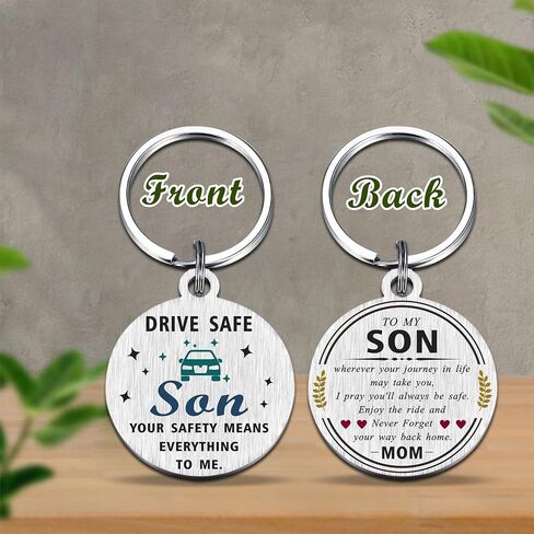 Drive Safe Keychain for Son from Mom – Safe Journey Key Ring – Son Car Safety Reminder in Saudi Arabia