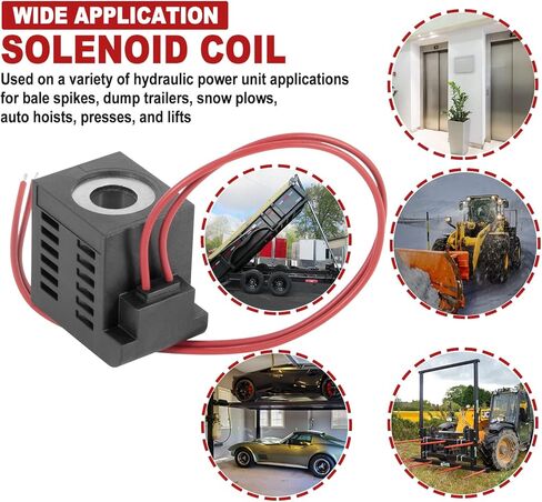 بديل لملف الملف اللولبي Deltrol 10162-76 12VDC 22 وات وحدة الطاقة الهيدروليكية تفريغ الرفع مع أسلاك الرصاص الحمراء المزدوجة، يناسب سلسلة جذع الصمام 10 و12 و16 و38 و58 in Kuwait