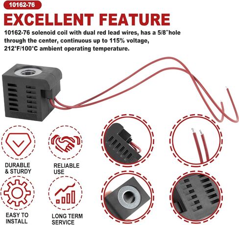 بديل لملف الملف اللولبي Deltrol 10162-76 12VDC 22 وات وحدة الطاقة الهيدروليكية تفريغ الرفع مع أسلاك الرصاص الحمراء المزدوجة، يناسب سلسلة جذع الصمام 10 و12 و16 و38 و58 in Kuwait