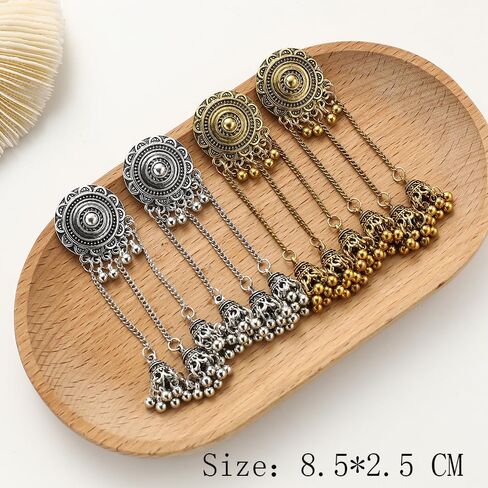 Indian Jhumka Jhumki Ethnic Dangle Earring for Women Vintage Silver Gold Long Tassel Bell Drop Earrings Boho Flower Beaded Bollywood Jewelry Boho Traditional Oxidized Antique Festival Party Gift for Ladies Girls in Saudi Arabia