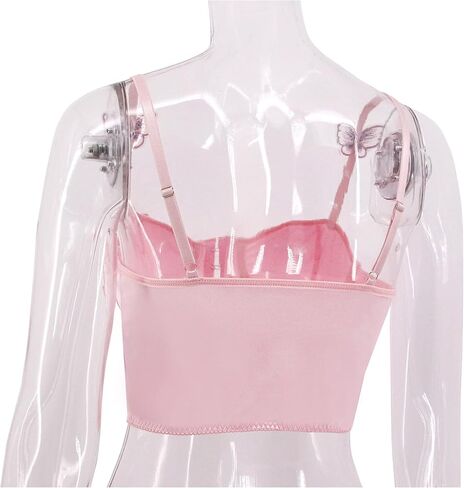 jascaela Women's Satin Butterfly Corset Top Sexy Sleeveless Busiter Crop Top Rave Party Tank Tops in Saudi Arabia