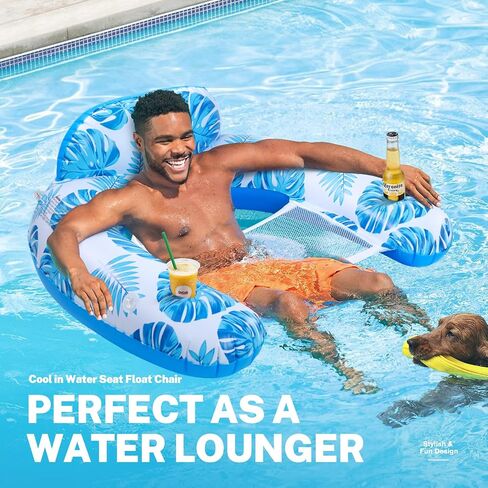 Pool Float Chair with Canopy, Inflatable Pool Chair with Cup Holder Adult Size - Swimming Pool Party Toy Lake Floaty in Saudi Arabia