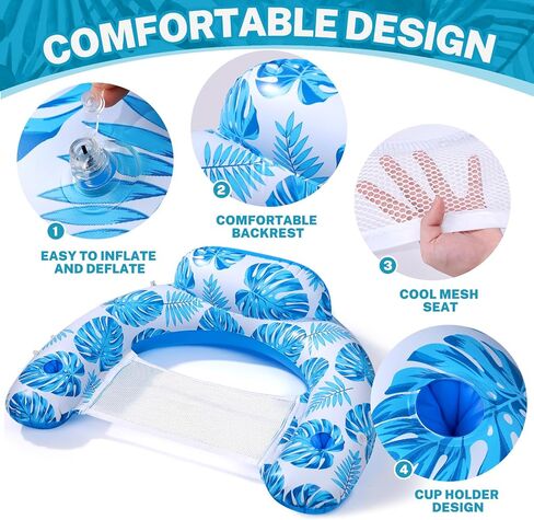 Pool Float Chair with Canopy, Inflatable Pool Chair with Cup Holder Adult Size - Swimming Pool Party Toy Lake Floaty in Saudi Arabia