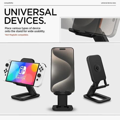 Spigen S311-1 حامل هاتف خلوي قابل للطي بالكامل/حامل عالمي قابل للتعديل مصمم لجميع الهواتف والأجهزة اللوحية والشاشات المحمولة ونينتندو سويتش وحامل سطح المكتب - أسود in Saudi Arabia