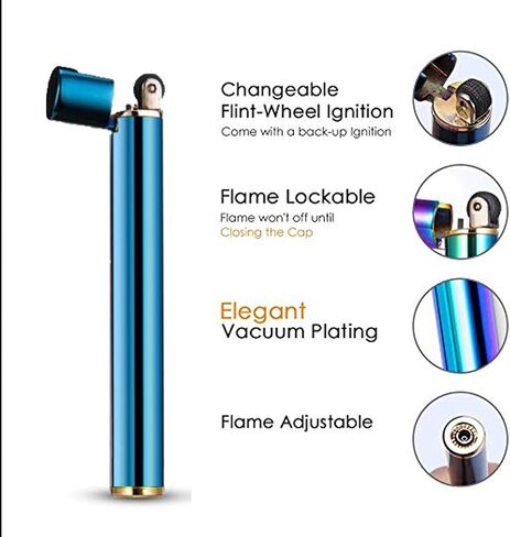 Lighter Cigarette Shaped Butane Refillable Fire Starter with Back-up Flints Gifts for Men Women Lady (Excluding Butane) (Black) in Saudi Arabia