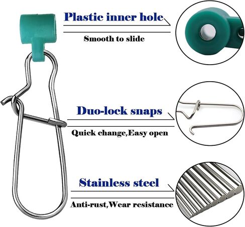 Sinker Slides for Fishing Rigs - 25pcs Duo Lock Snaps for Fishing Line Heavy Duty Weights Sinkers Saltwater Connector Accessories in Saudi Arabia