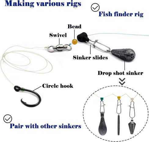 Sinker Slides for Fishing Rigs - 25pcs Duo Lock Snaps for Fishing Line Heavy Duty Weights Sinkers Saltwater Connector Accessories in Saudi Arabia