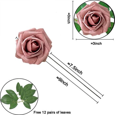 25 قطعة من الزهور الاصطناعية من Gankar Dusty Rose، زهور الورد المتربة للديكورات المركزية لحفلات الزفاف، ورود صناعية ذات مظهر حقيقي مع سيقان لديكور طاولة الحلوى في عيد الحب in Kuwait