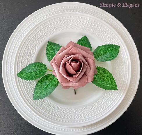 25 قطعة من الزهور الاصطناعية من Gankar Dusty Rose، زهور الورد المتربة للديكورات المركزية لحفلات الزفاف، ورود صناعية ذات مظهر حقيقي مع سيقان لديكور طاولة الحلوى في عيد الحب in Kuwait