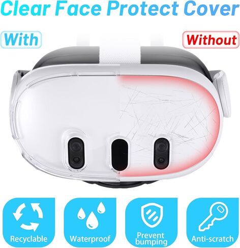 Clear Hard Protective Shell Cover for Meta Quest 3 and Lens Protector for Oculus Quest 3, VR Accessories in Kuwait