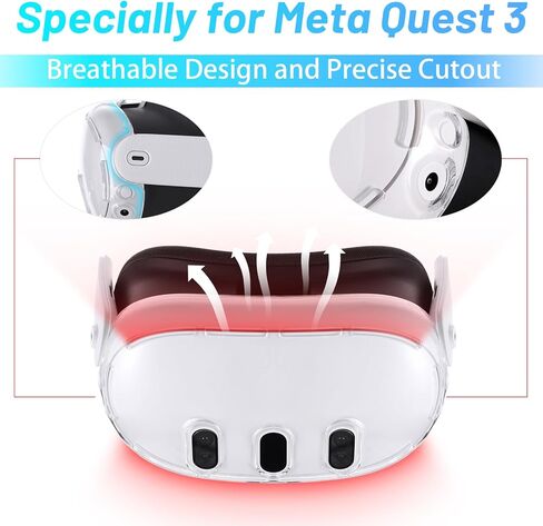 Clear Hard Protective Shell Cover for Meta Quest 3 and Lens Protector for Oculus Quest 3, VR Accessories in Kuwait