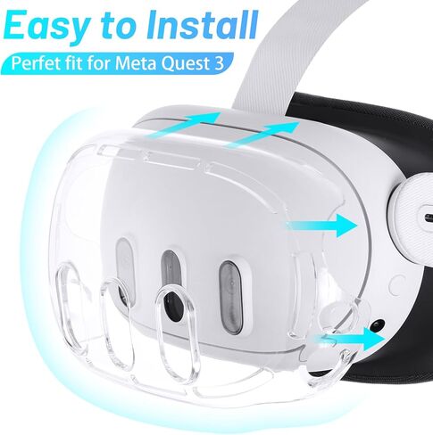 Clear Hard Protective Shell Cover for Meta Quest 3 and Lens Protector for Oculus Quest 3, VR Accessories in Kuwait