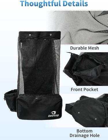 حقيبة غوص سكوبا من Owntop، حقيبة ظهر شبكية برباط مقاس XL بالإضافة إلى حقيبة شبكية بحجم كبير للغوص والغطس - تحمل زعانف القناع ومعدات الغطس، 15.7 بوصة × 15.7 بوصة × 29 بوصة in Kuwait