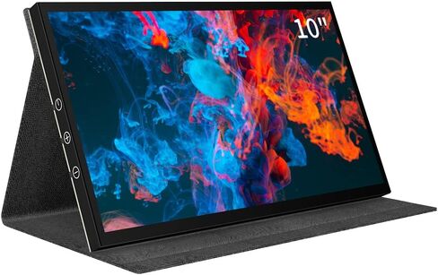 شاشة CUQI Raspberry Pi مقاس 10 بوصات، شاشة IPS 1024 × 600 HDMI المحمولة مع حامل جلدي لـ Raspberry Pi 5/4، الكمبيوتر المحمول، الكمبيوتر الشخصي، Switch، Xbox، PS4 in Kuwait