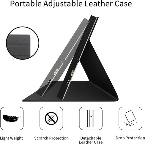 شاشة CUQI Raspberry Pi مقاس 10 بوصات، شاشة IPS 1024 × 600 HDMI المحمولة مع حامل جلدي لـ Raspberry Pi 5/4، الكمبيوتر المحمول، الكمبيوتر الشخصي، Switch، Xbox، PS4 in Kuwait