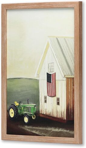 Open Road Brands John Deere Tractor and Barn Framed Wood Wall Decor - Vintage John Deere Wall Art for Home Decorating in Saudi Arabia