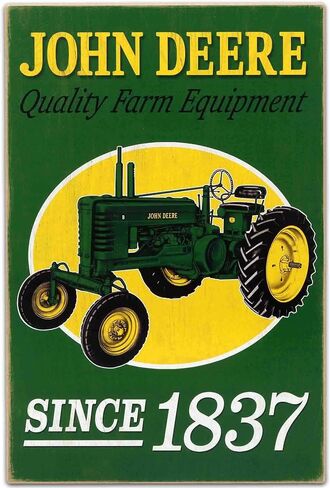 Open Road Brands John Deere Tractor and Barn Framed Wood Wall Decor - Vintage John Deere Wall Art for Home Decorating in Saudi Arabia