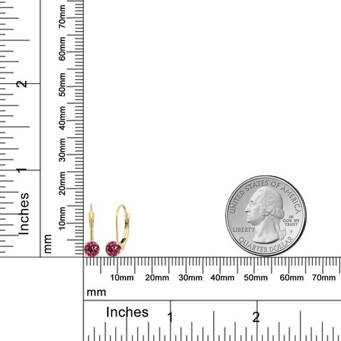 Gem Stone King 14K Yellow Gold Pink Tourmaline Leverback Earrings For Women (0.48 Cttw, Gemstone October Birthstone, Round 4MM) in Saudi Arabia