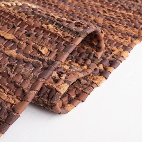 سجادة عداء من مجموعة الجلود العتيقة من SAFAVIEH - 2'3" × 9'، بني وطبيعي، مصنوعة يدويًا بوهو ريفي عصري، مثالية للمناطق ذات حركة المرور العالية في غرفة المعيشة وغرفة النوم (VTL801T) in Saudi Arabia