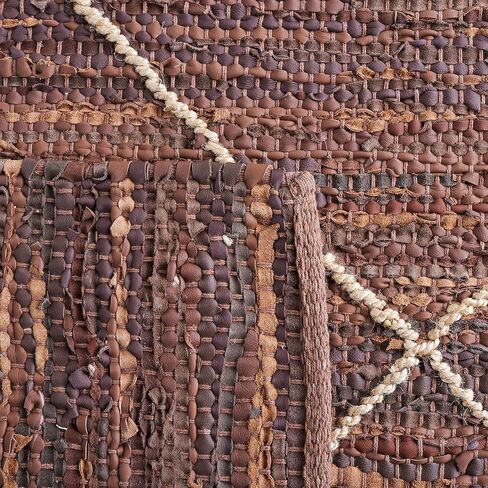سجادة عداء من مجموعة الجلود العتيقة من SAFAVIEH - 2'3" × 9'، بني وطبيعي، مصنوعة يدويًا بوهو ريفي عصري، مثالية للمناطق ذات حركة المرور العالية في غرفة المعيشة وغرفة النوم (VTL801T) in Saudi Arabia