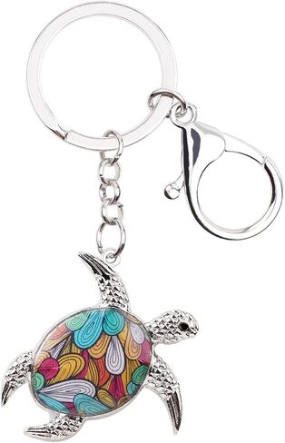BONSNY Enamel Metal Turtle Key chains For Women Girls Gifts Car Purse bag Tortoise Pendant Charms in Saudi Arabia