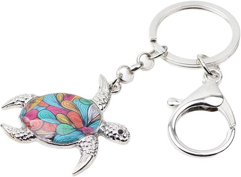 BONSNY Enamel Metal Turtle Key chains For Women Girls Gifts Car Purse bag Tortoise Pendant Charms in Saudi Arabia