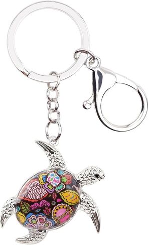 BONSNY Enamel Metal Turtle Key chains For Women Girls Gifts Car Purse bag Tortoise Pendant Charms in Saudi Arabia