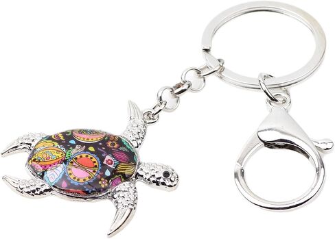 BONSNY Enamel Metal Turtle Key chains For Women Girls Gifts Car Purse bag Tortoise Pendant Charms in Saudi Arabia