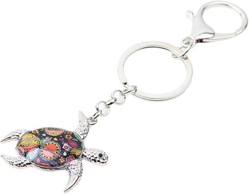 BONSNY Enamel Metal Turtle Key chains For Women Girls Gifts Car Purse bag Tortoise Pendant Charms in Saudi Arabia